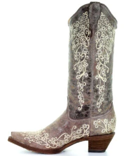 Corral Women's Crater With Bone Embroidery Western Boots - Snip Toe -Ariat Western Outfitters 045S76 41 LT