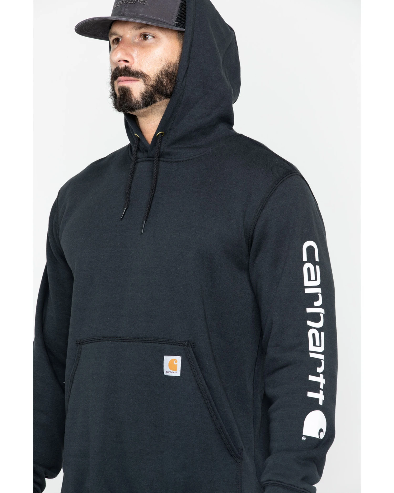 Carhartt Men's Hooded Logo-Sleeve Sweatshirt 1 Carhartt Men's Hooded Logo-Sleeve Sweatshirt