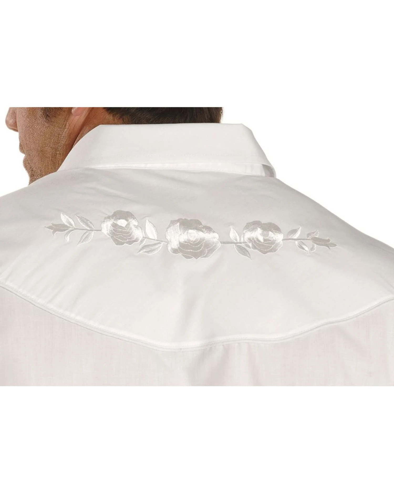 Ely Walker Men's Solid Embroidered Rose Long Sleeve Pearl Snap Western Shirt 2 Ely Walker Men's Solid Embroidered Rose Long Sleeve Pearl Snap Western Shirt - Image 2