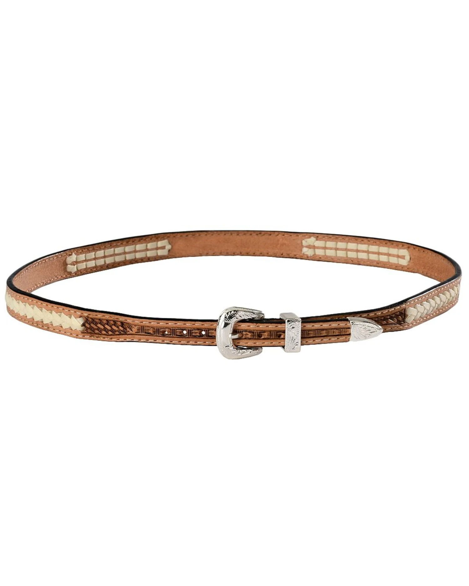 Stitched Basketweave Leather Hat Band 2 Stitched Basketweave Leather Hat Band - Image 2