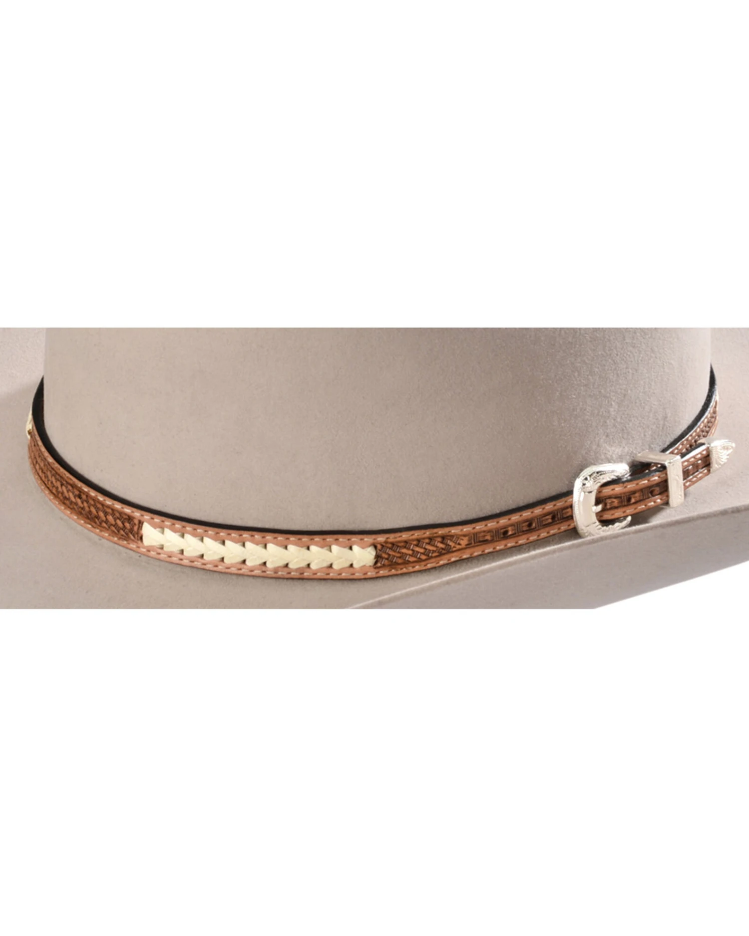 Stitched Basketweave Leather Hat Band 1 Stitched Basketweave Leather Hat Band