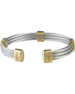 Sabona Men's Trio Cable Stainless Steel & Gold Magnetic Wristband