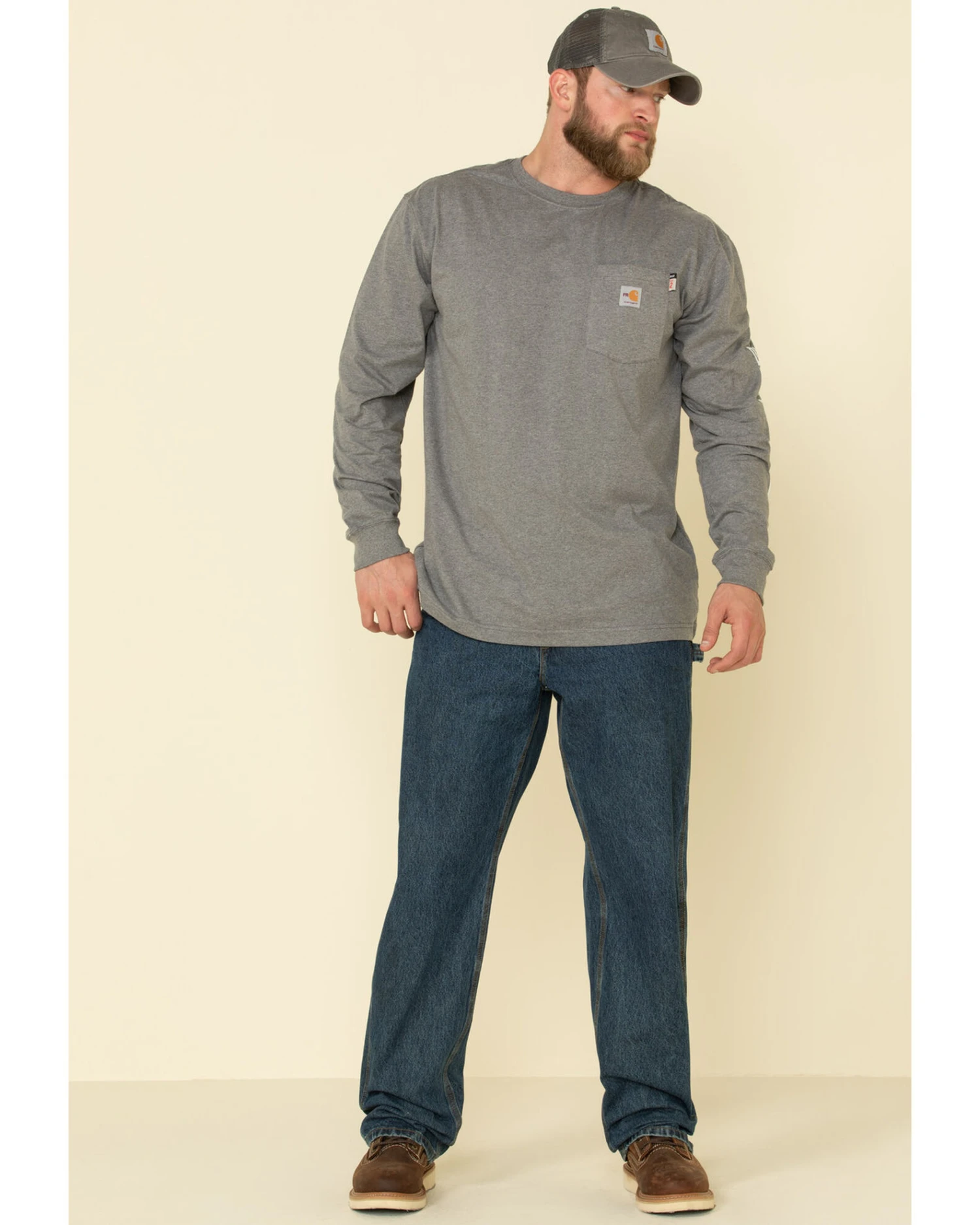 Carhartt Men's M-FR Midweight Signature Logo Long Sleeve Work Shirt 3 Carhartt Men's M-FR Midweight Signature Logo Long Sleeve Work Shirt - Image 3