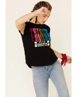Shyanne Women's Fringe With Benefits Graphic Muscle Tee  -Ariat Western Outfitters 2000338218 001 P3