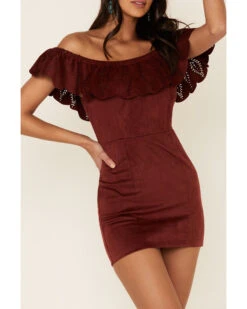 Shyanne Women's Off-Shoulder Faux Suede Dress 7 Shyanne Women's Off-Shoulder Faux Suede Dress -Ariat Western Outfitters 2000338232 240 P3