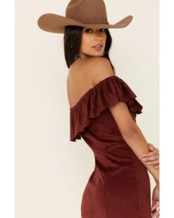 Shyanne Women's Off-Shoulder Faux Suede Dress 9 Shyanne Women's Off-Shoulder Faux Suede Dress -Ariat Western Outfitters 2000338232 240 P5