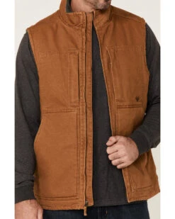Hawx Men's Rust Copper Browder Weathered Duck Zip-Front Insulated Work Vest  -Ariat Western Outfitters 2000342833 220 P3