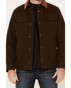 Pendleton Men's Solid Olive Canvas Snap-Down Shirt Jacket -Ariat Western Outfitters 2000344100 924 P3