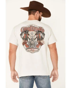 Cowboy Up Men's Longhorn Barb Wire Skull Graphic Short Sleeve T-Shirt  -Ariat Western Outfitters 2000354192 280 P4
