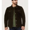 Wrangler Men's Brown Suede Snap-Front Western Shirt Jacket 