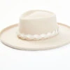 Shyanne Women's Beige Diamond Crown Turned Up Wool Felt Fedora Hat 
