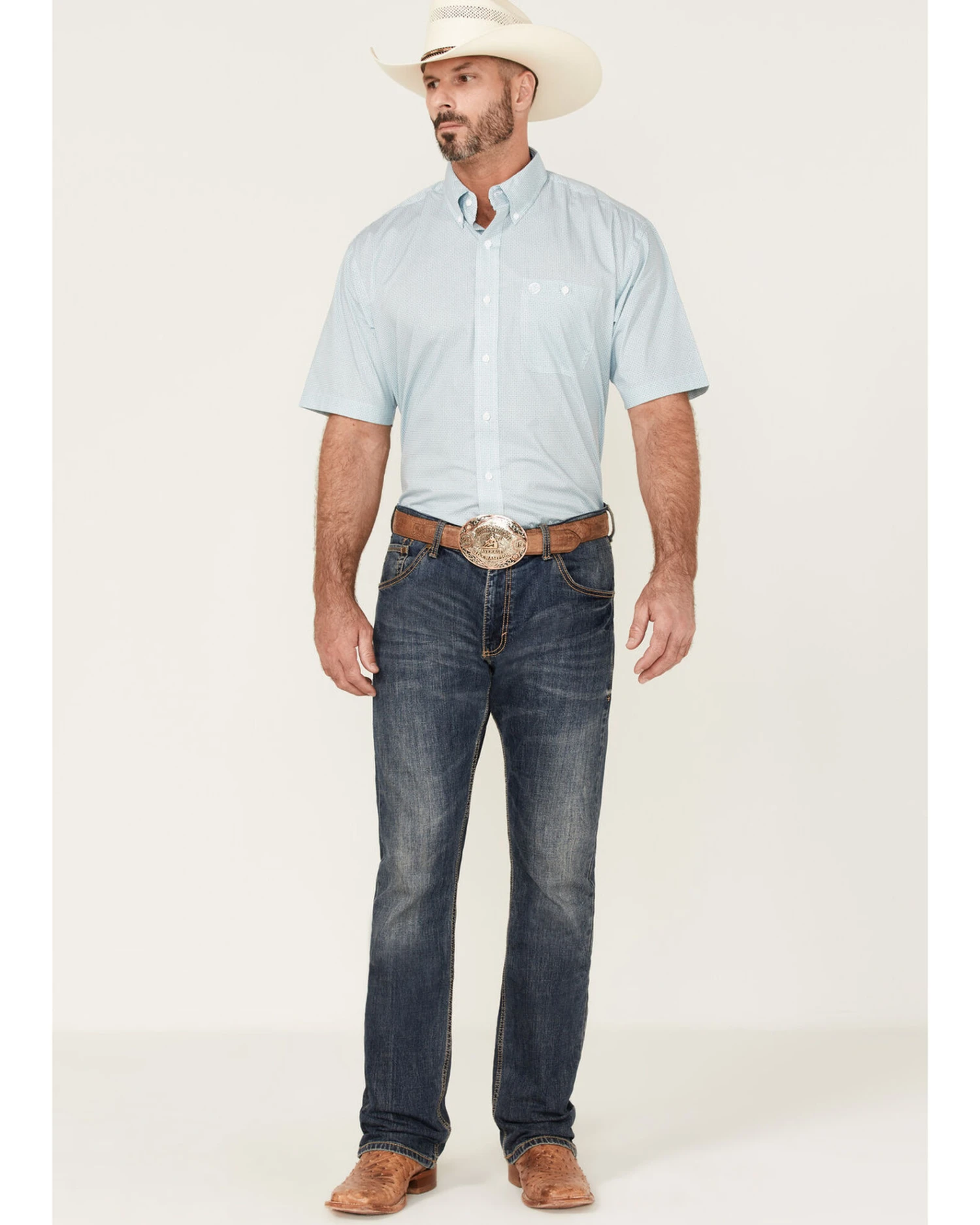 George Strait By Wrangler Men's Short Sleeve Button Down Western Shirt 2 George Strait By Wrangler Men's Short Sleeve Button Down Western Shirt - Image 2