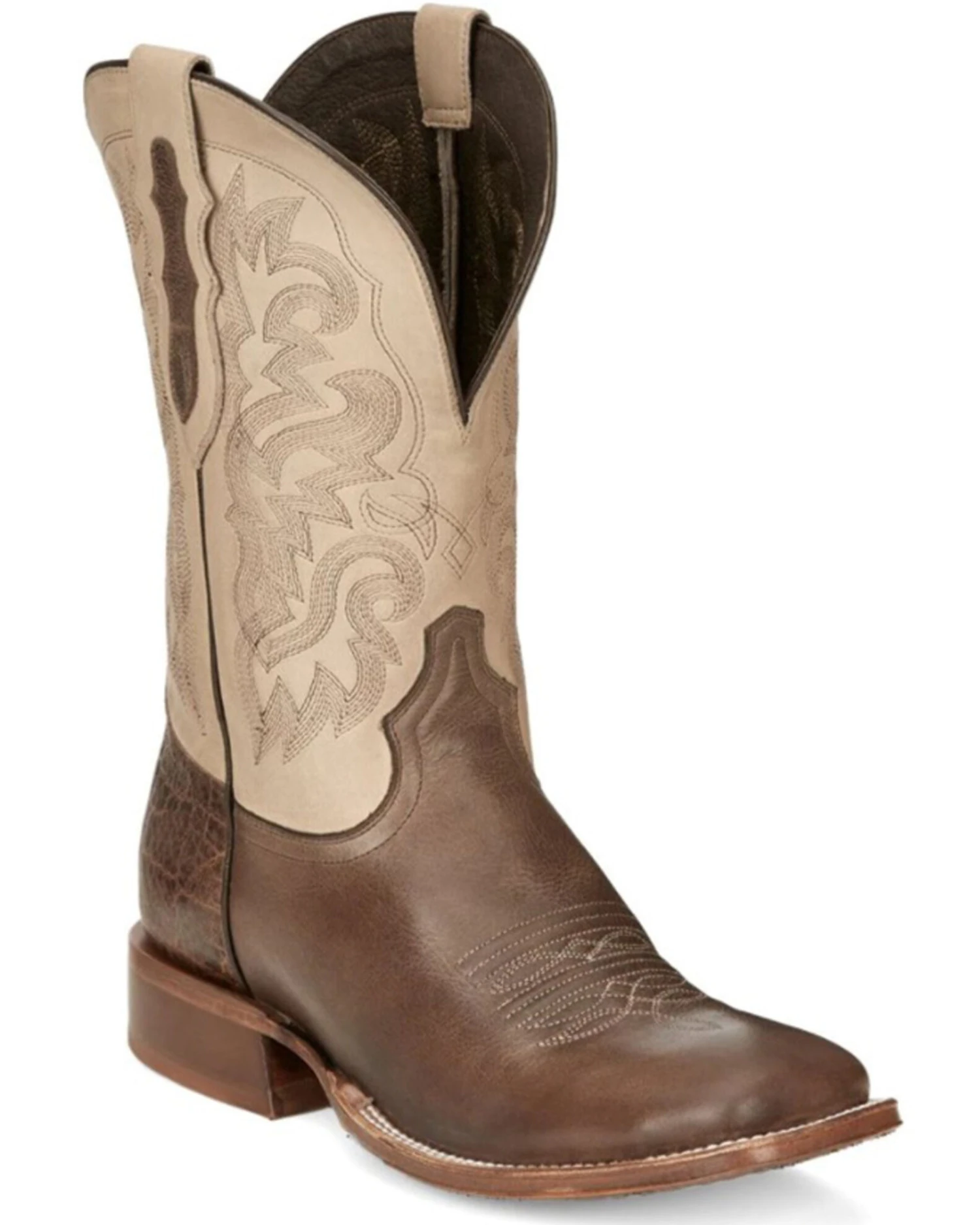 Tony Lama Men's Jinglebob Brown Leather Western Boots - Broad Square Toe 1 Tony Lama Men's Jinglebob Brown Leather Western Boots - Broad Square Toe