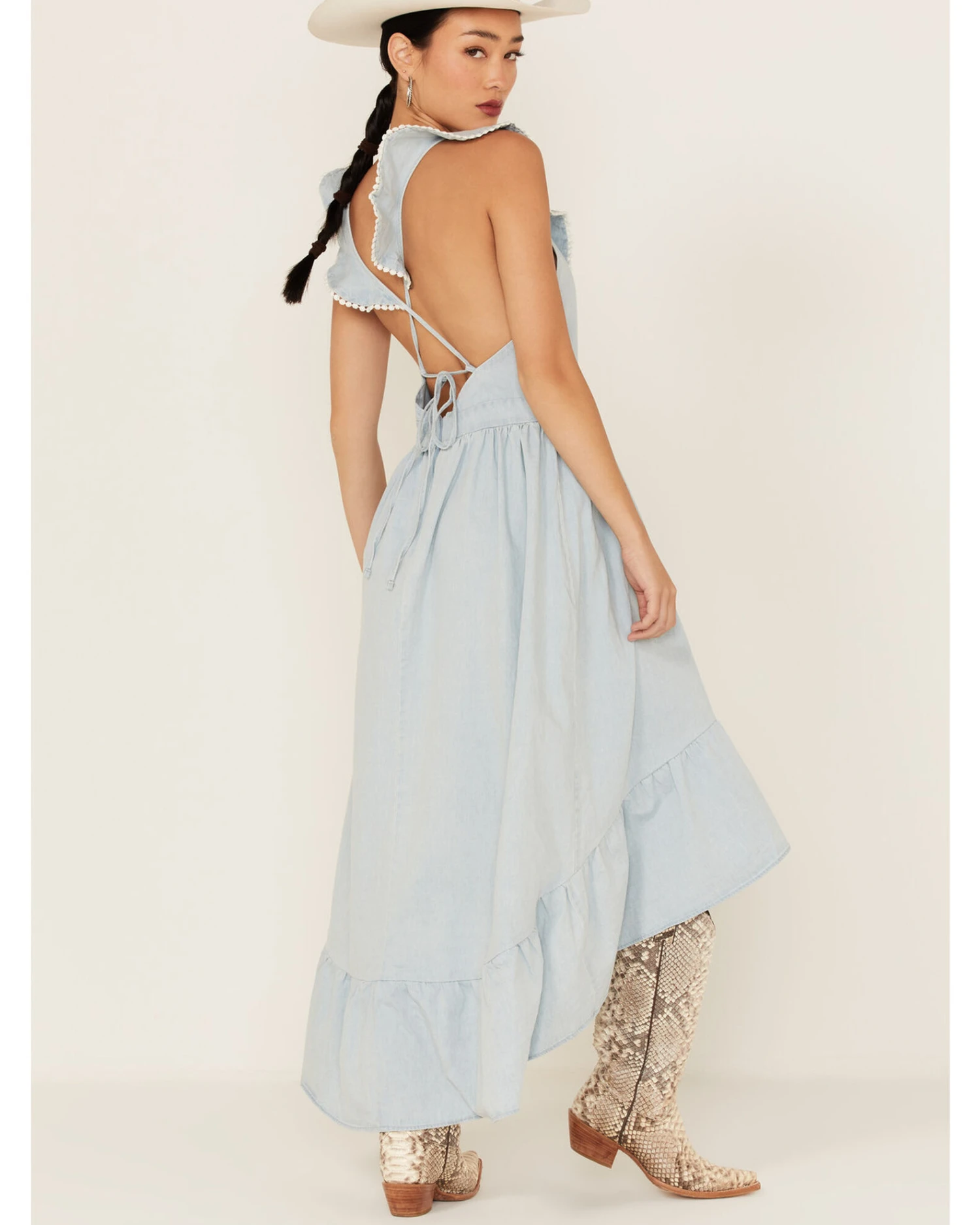 Molly Bracken Women's Ruffle Trim Cross Back Maxi Dress 4 Molly Bracken Women's Ruffle Trim Cross Back Maxi Dress - Image 4