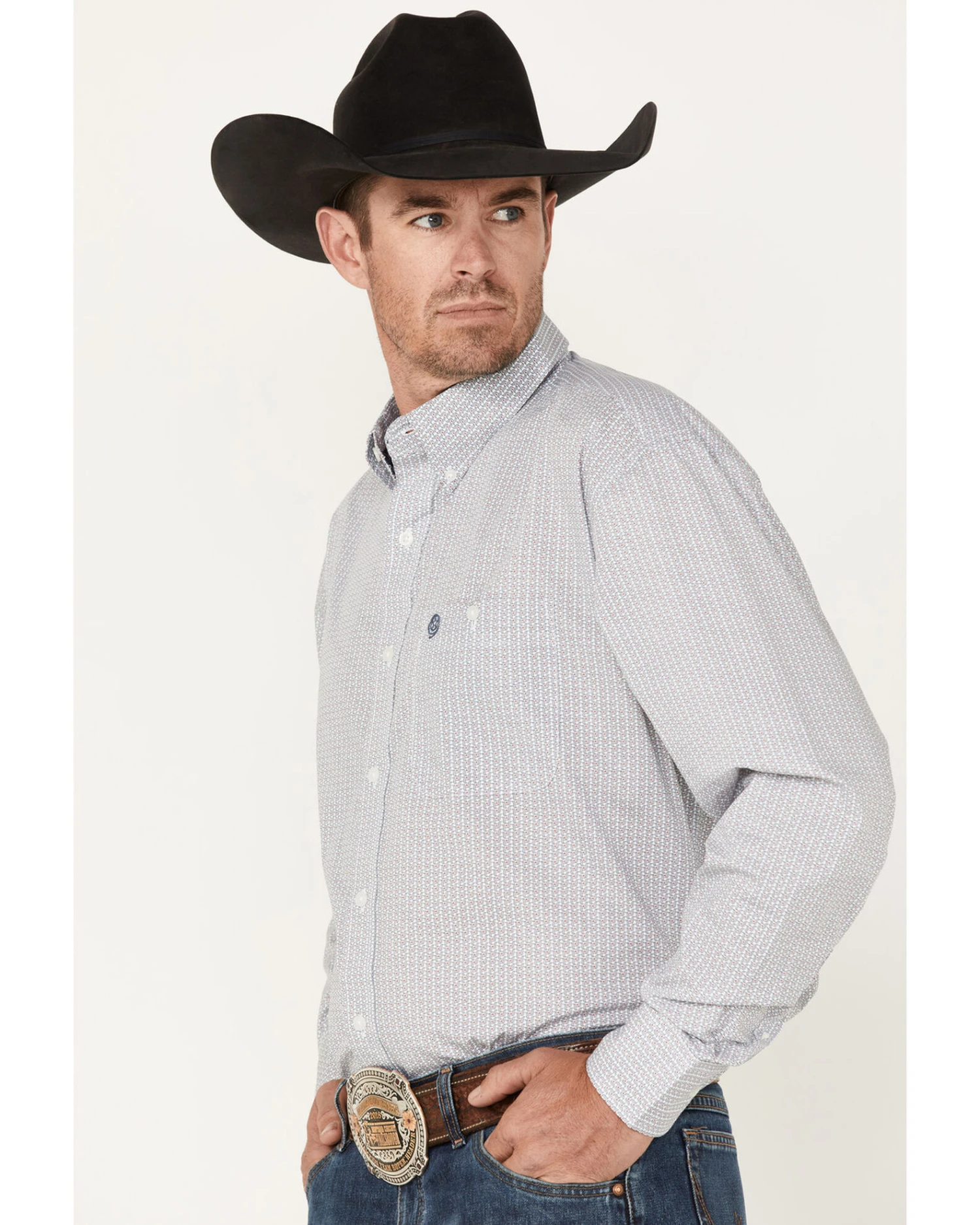 George Strait By Wrangler Men's Long Sleeve Button Down One Pocket Print Western Shirt 2 George Strait By Wrangler Men's Long Sleeve Button Down One Pocket Print Western Shirt - Image 2