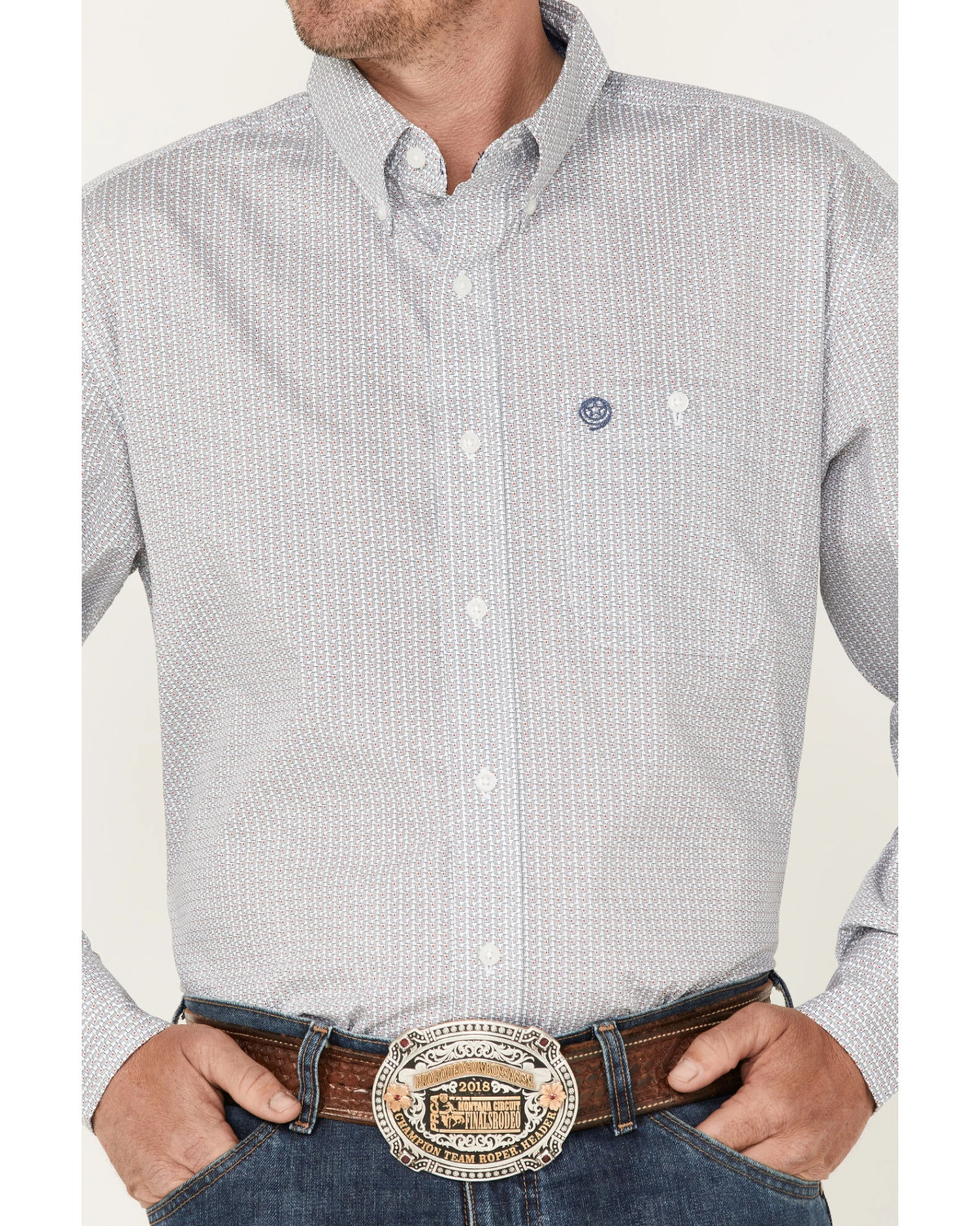 George Strait By Wrangler Men's Long Sleeve Button Down One Pocket Print Western Shirt 3 George Strait By Wrangler Men's Long Sleeve Button Down One Pocket Print Western Shirt - Image 3