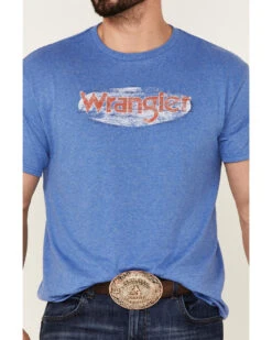 Wrangler Men's Heather Royal Wood Logo Short Sleeve T-Shirt  -Ariat Western Outfitters 2000366582 400 P3