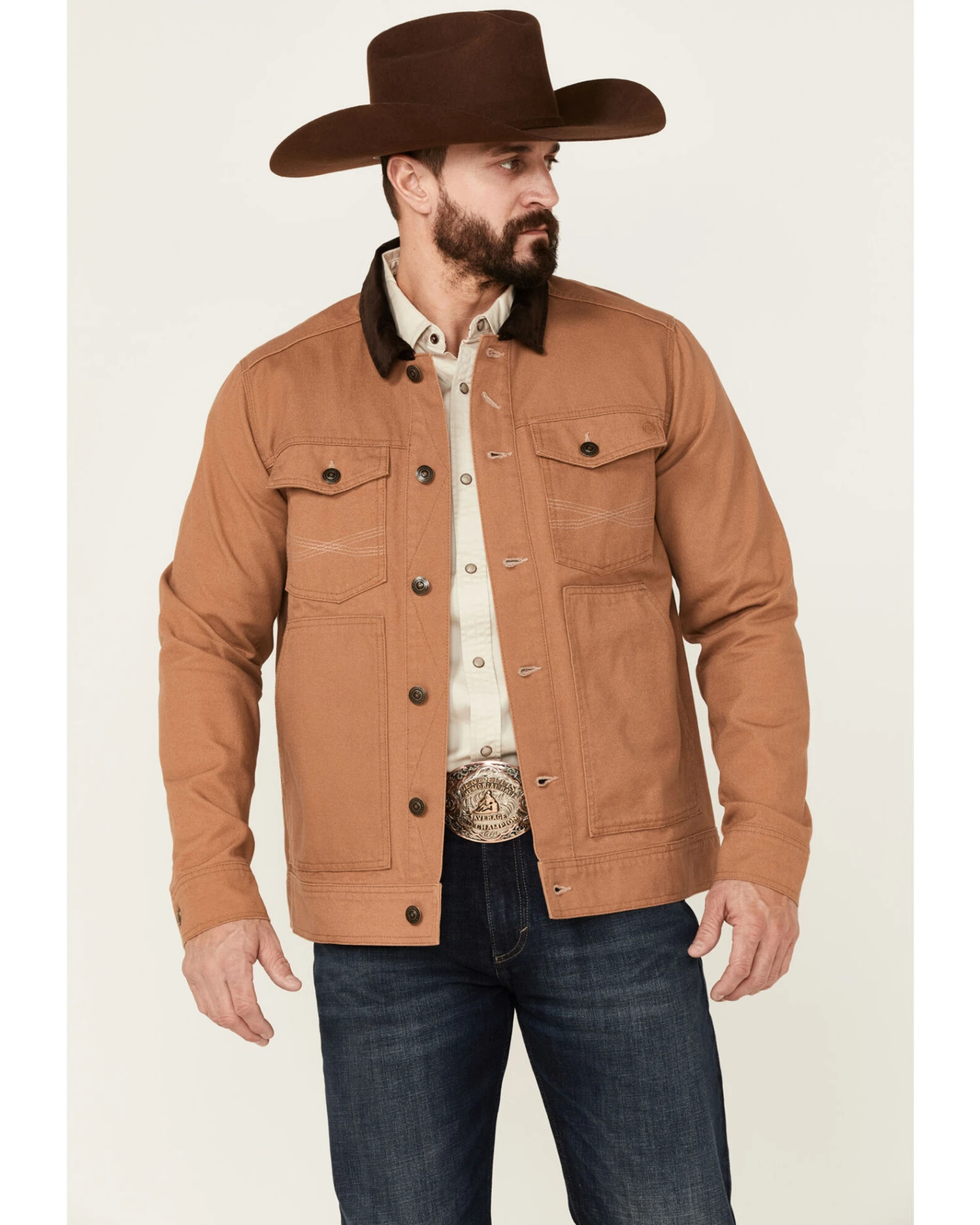 Blue Ranchwear Men's Copper Duck Canvas Button-Front Trucker Rust Jacket 2 Blue Ranchwear Men's Copper Duck Canvas Button-Front Trucker Rust Jacket - Image 2
