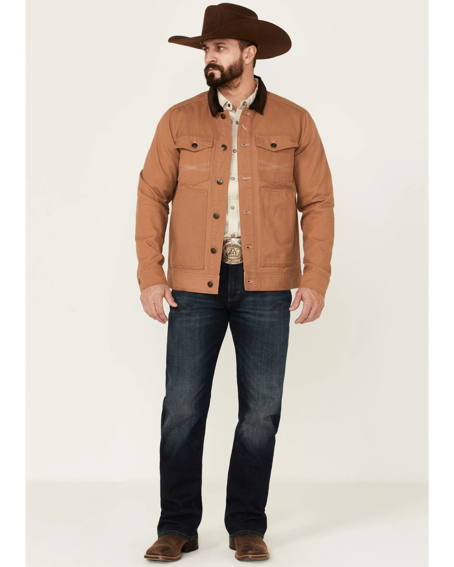 Blue Ranchwear Men's Copper Duck Canvas Button-Front Trucker Rust Jacket 3 Blue Ranchwear Men's Copper Duck Canvas Button-Front Trucker Rust Jacket - Image 3