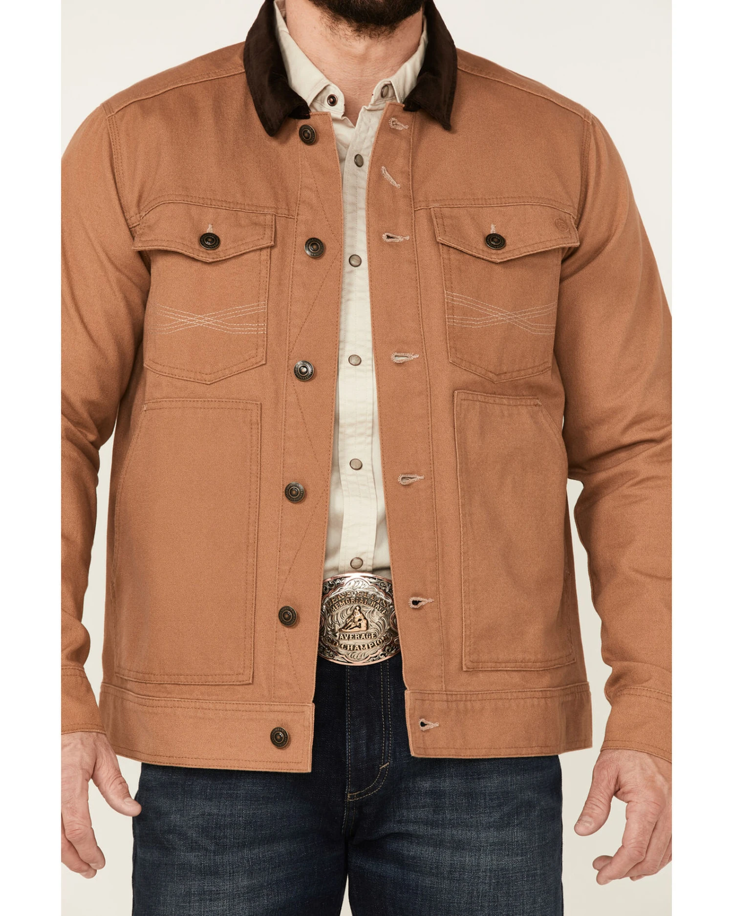 Blue Ranchwear Men's Copper Duck Canvas Button-Front Trucker Rust Jacket 4 Blue Ranchwear Men's Copper Duck Canvas Button-Front Trucker Rust Jacket - Image 4