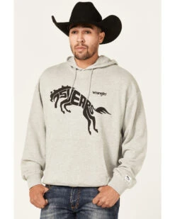 Wrangler Men's 75 Years Heather Gray Horse Graphic Hooded Sweatshirt 