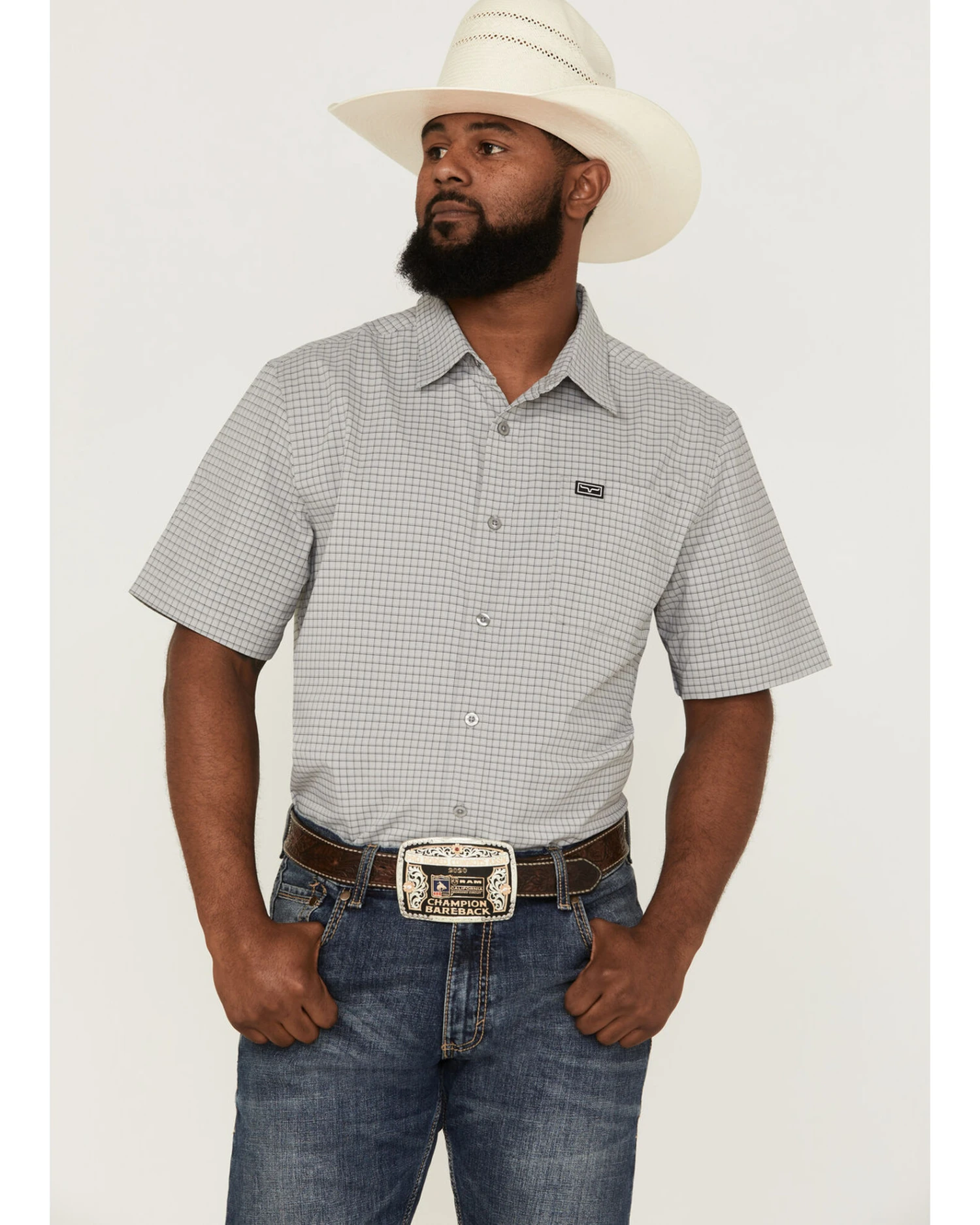 Kimes Ranch Men's Spyglass Mini Check Short Sleeve Button Down Western Shirt 1 Kimes Ranch Men's Spyglass Mini Check Short Sleeve Button Down Western Shirt