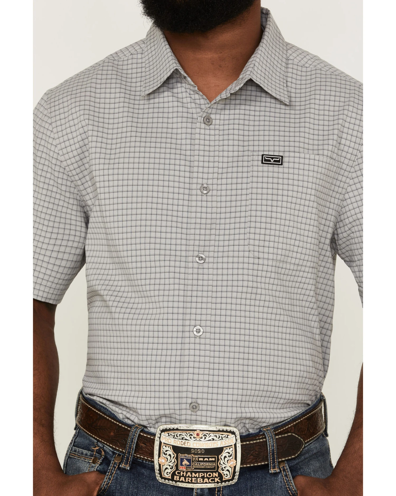 Kimes Ranch Men's Spyglass Mini Check Short Sleeve Button Down Western Shirt 3 Kimes Ranch Men's Spyglass Mini Check Short Sleeve Button Down Western Shirt - Image 3