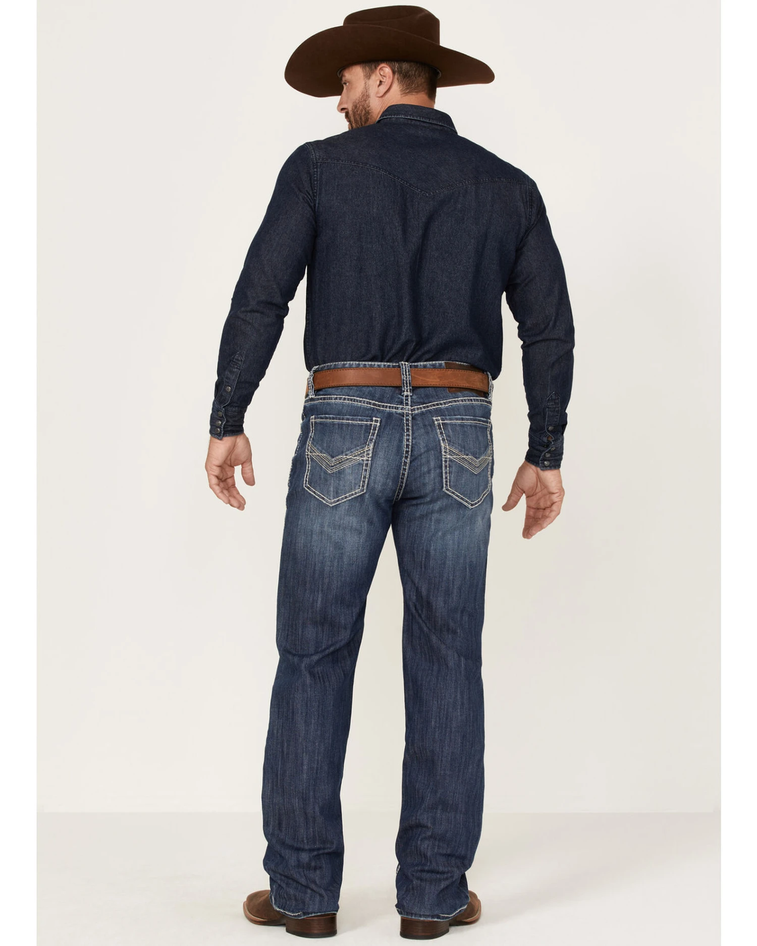 Rock & Roll Denim Men's Dark Wash Double Barrel Stretch Relaxed Straight Jeans 1 Rock & Roll Denim Men's Dark Wash Double Barrel Stretch Relaxed Straight Jeans