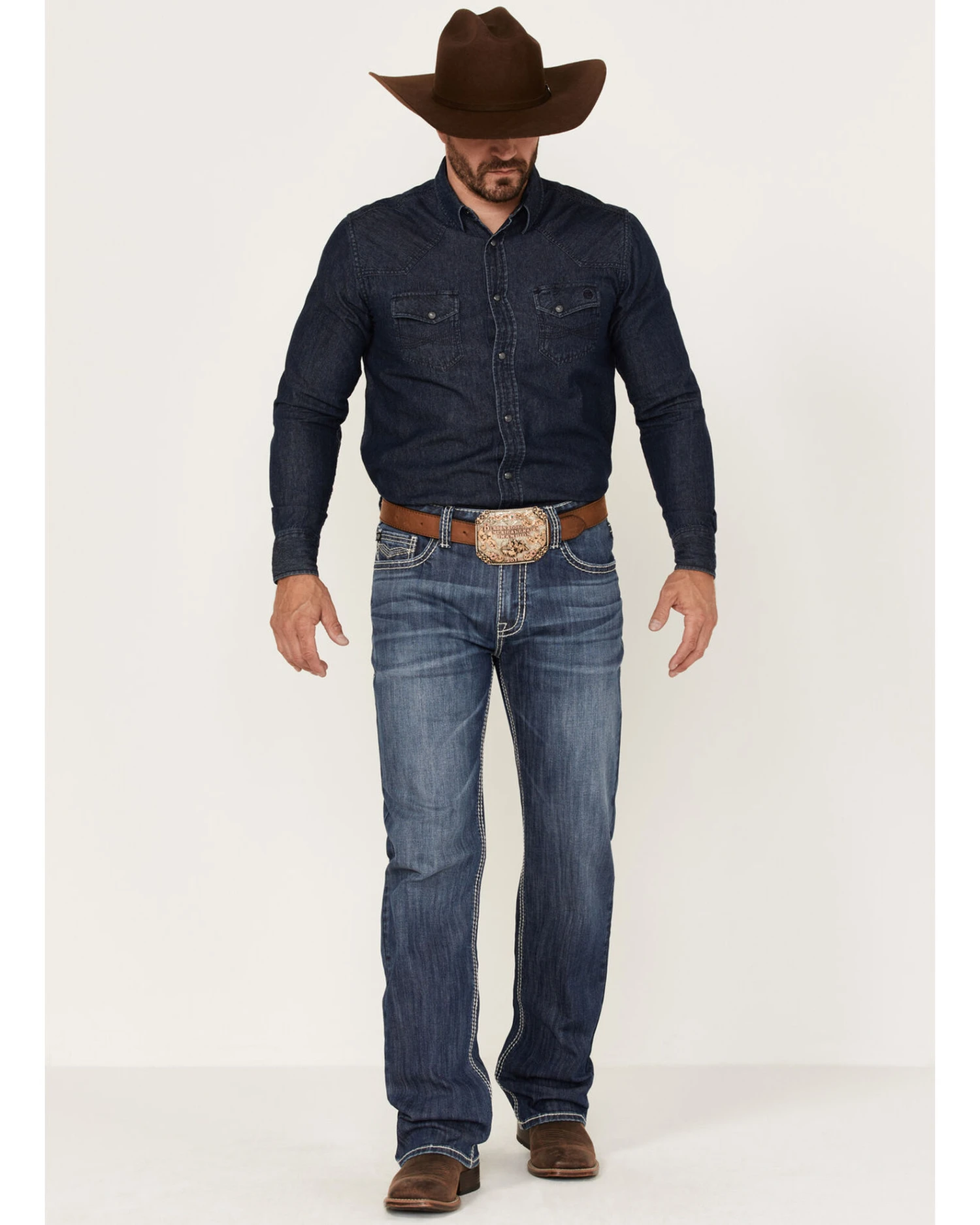 Rock & Roll Denim Men's Dark Wash Double Barrel Stretch Relaxed Straight Jeans 3 Rock & Roll Denim Men's Dark Wash Double Barrel Stretch Relaxed Straight Jeans - Image 3