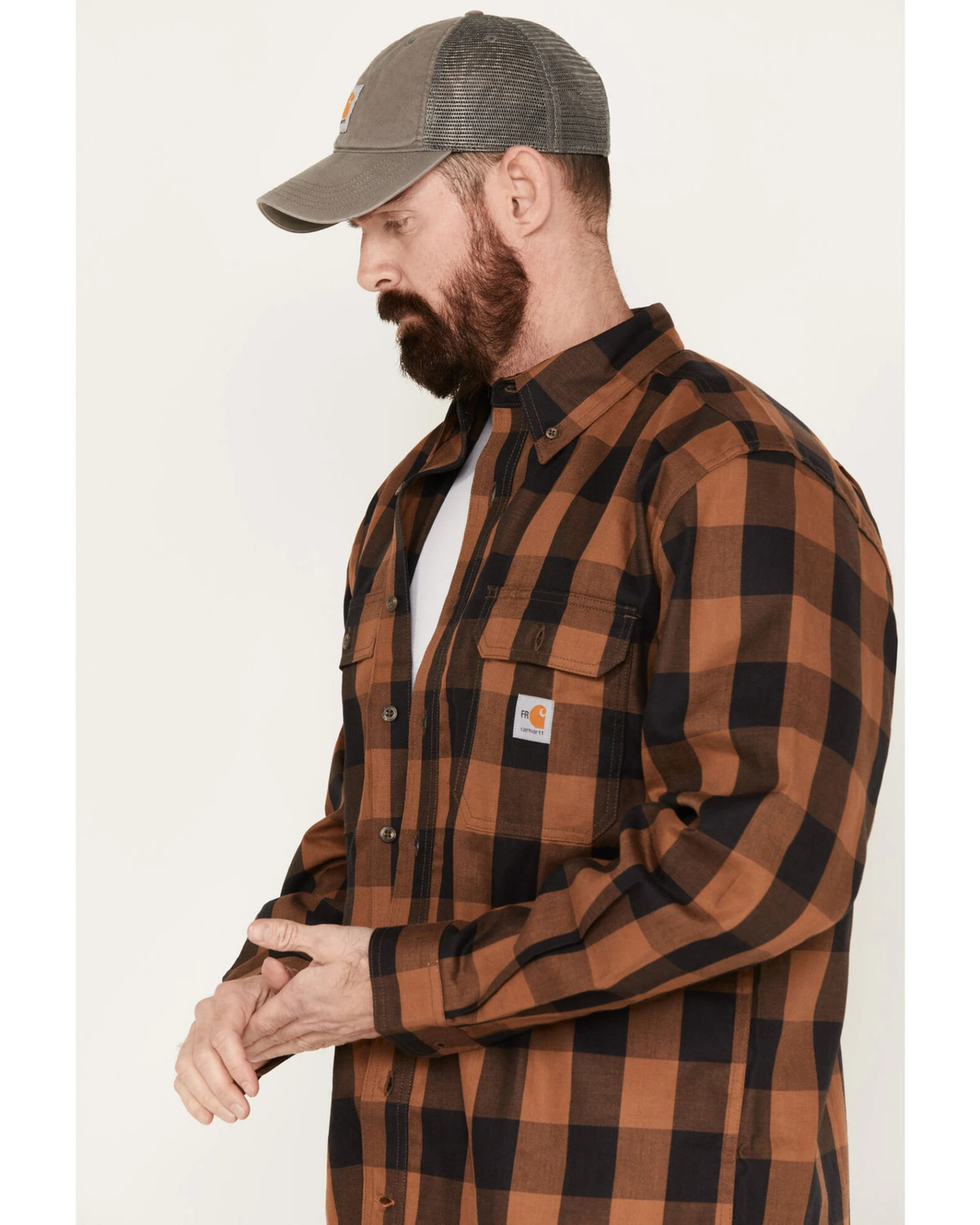 Carhartt Men's FR Force Rugged Flex® Loose Fit Twill Plaid Print Long Sleeve Button Down Shirt 2 Carhartt Men's FR Force Rugged Flex® Loose Fit Twill Plaid Print Long Sleeve Button Down Shirt - Image 2
