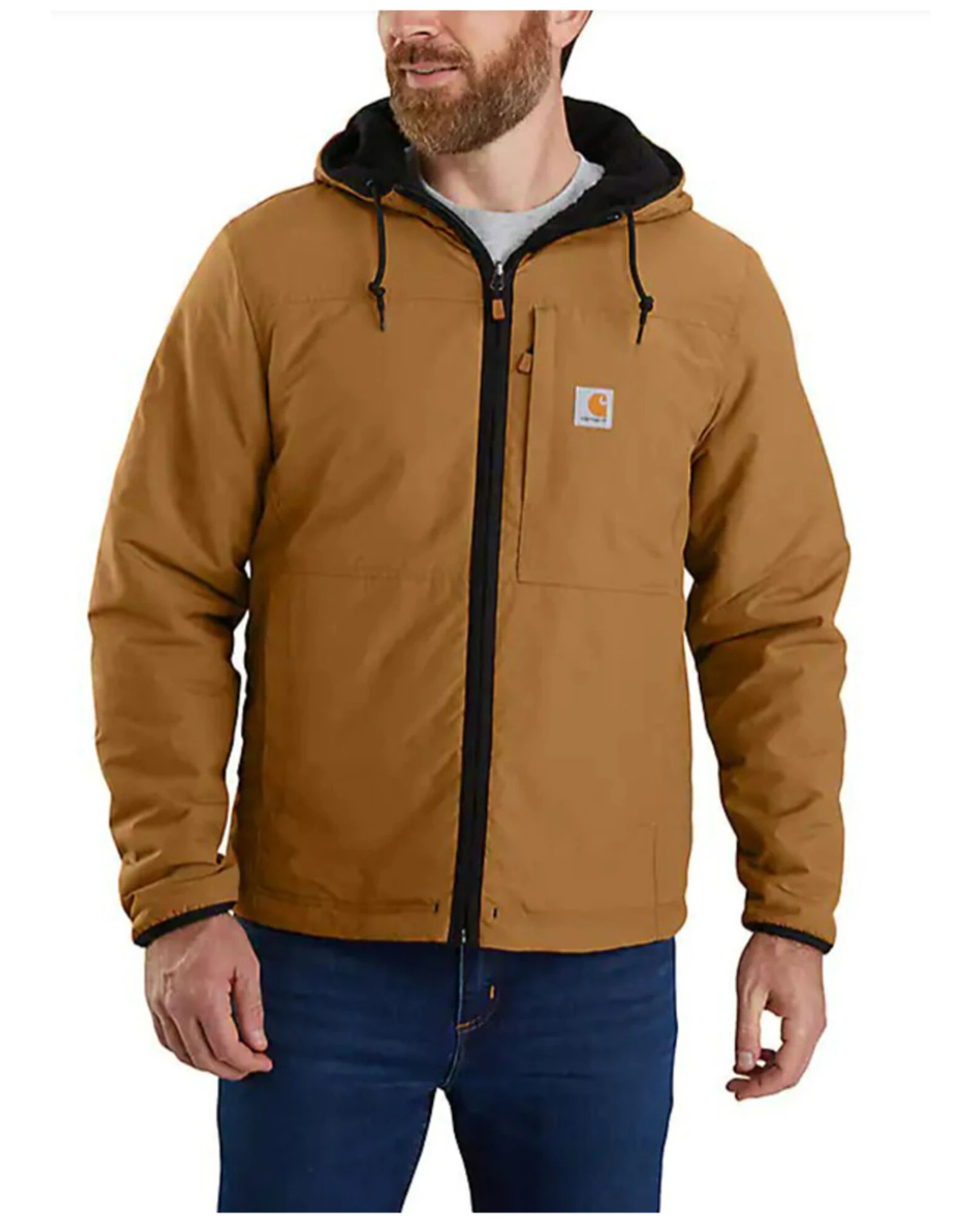 Carhartt Men's Rain Defender Relaxed Fit Fleece Hooded Reversible Jacket 2 Carhartt Men's Rain Defender Relaxed Fit Fleece Hooded Reversible Jacket - Image 2