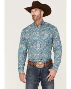 Stetson Men's Paisley Print Long Sleeve Button Down Western Shirt 