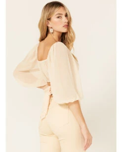 Beyond The Radar Women's Sheer Dot Puff Sleeve Crop Top 7 Beyond The Radar Women's Sheer Dot Puff Sleeve Crop Top -Ariat Western Outfitters 2000376248 110 P4