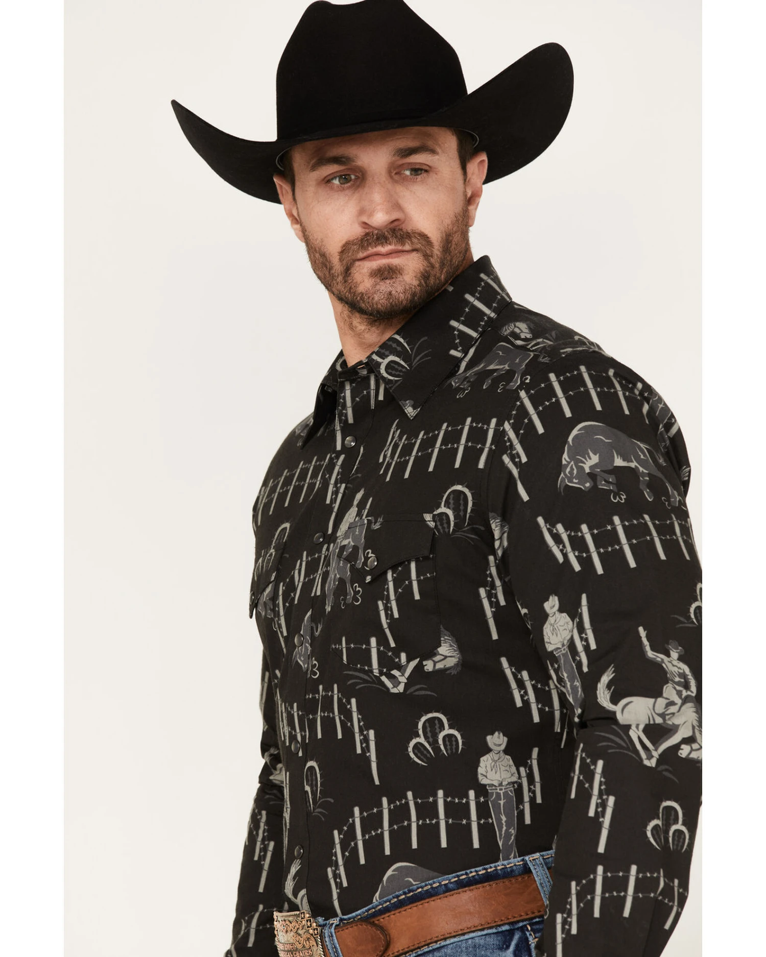 Rock & Roll Denim Panhandle Men's Vintage 46 Print Long Sleeve Snap Shirt 2 Rock & Roll Denim Panhandle Men's Vintage 46 Print Long Sleeve Snap Shirt - Image 2