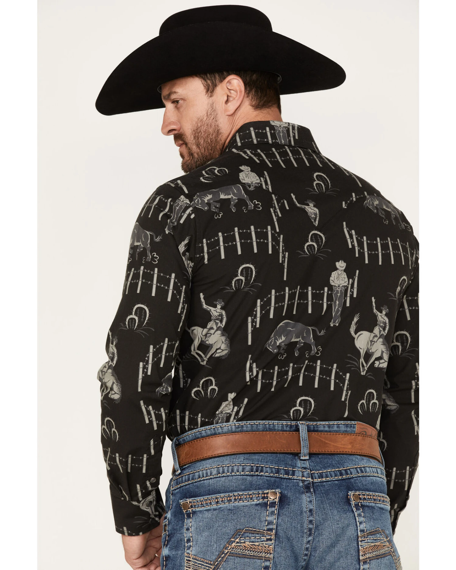 Rock & Roll Denim Panhandle Men's Vintage 46 Print Long Sleeve Snap Shirt 4 Rock & Roll Denim Panhandle Men's Vintage 46 Print Long Sleeve Snap Shirt - Image 4
