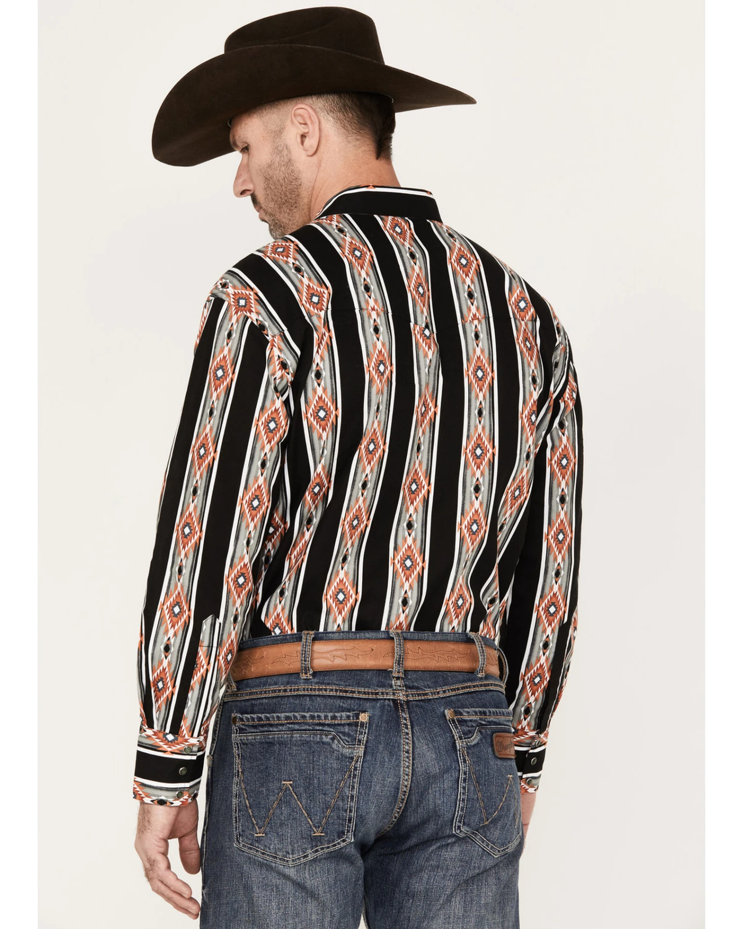 Wrangler Men's Checotah Striped Long Sleeve Pearl Snap Western Shirt 4 Wrangler Men's Checotah Striped Long Sleeve Pearl Snap Western Shirt - Image 4