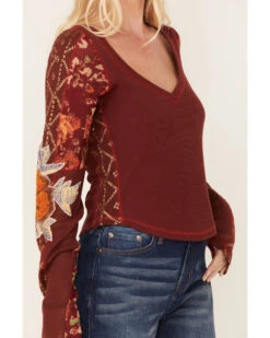 Free People Women's Amara Floral Print Long Sleeve Top -Ariat Western Outfitters 2000381814 646 P3