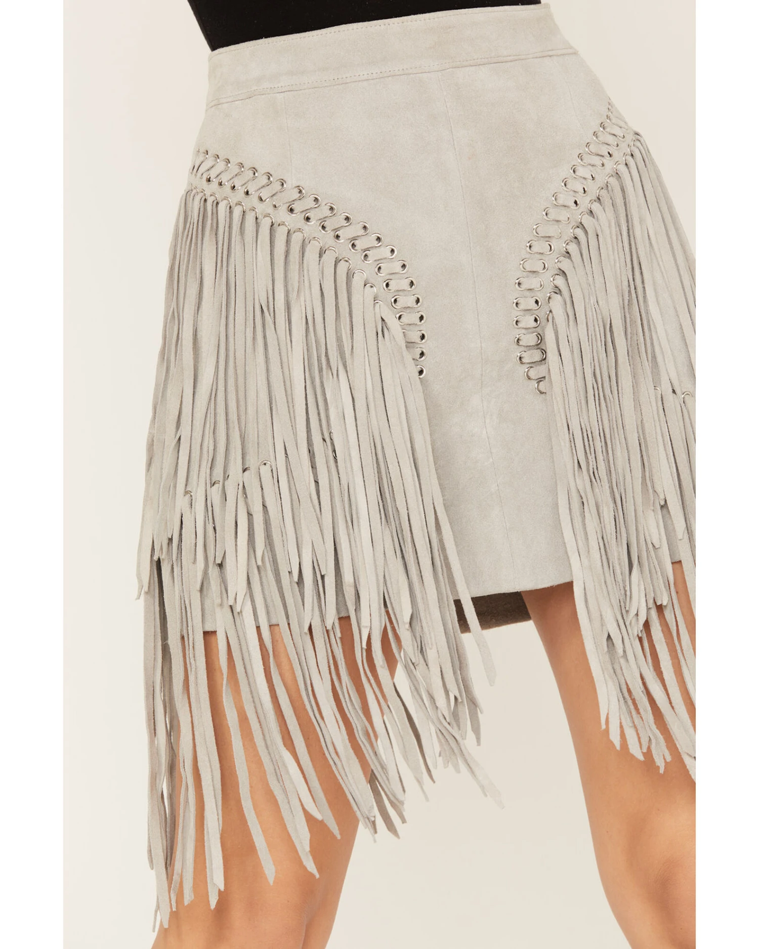 Wonderwest Women's Suede Fringe Mini Skirt 2 Wonderwest Women's Suede Fringe Mini Skirt - Image 2