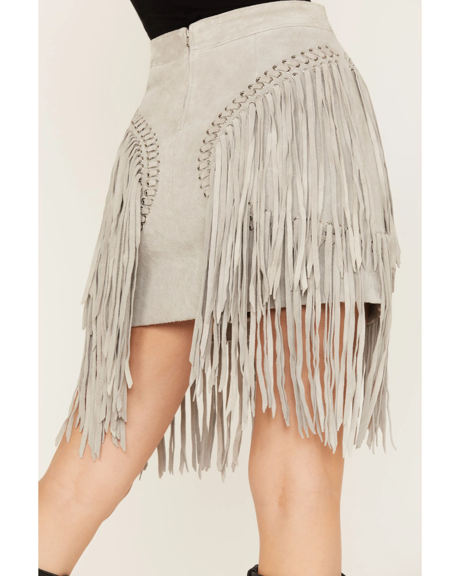 Wonderwest Women's Suede Fringe Mini Skirt 4 Wonderwest Women's Suede Fringe Mini Skirt - Image 4