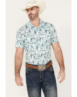 Rock & Roll Denim Men's Cactus Short Sleeve Western Pearl Snap Shirt