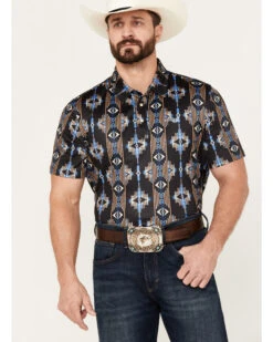 Panhandle Men's Southwestern Print Short Sleeve Snap Polo