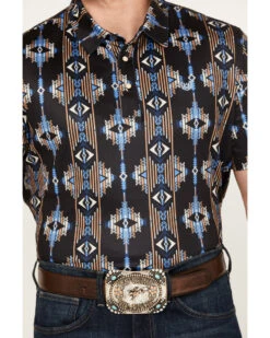 Panhandle Men's Southwestern Print Short Sleeve Snap Polo -Ariat Western Outfitters 2000385197 410 P3