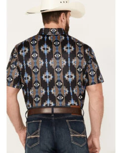 Panhandle Men's Southwestern Print Short Sleeve Snap Polo -Ariat Western Outfitters 2000385197 410 P4