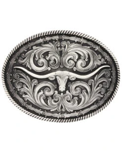 Montana Silversmiths Long Horn Attitude Belt Buckle